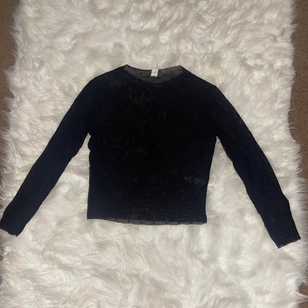 Black Polka Dot Mesh Shirt